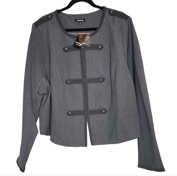 NWT Torrid Grey Ponte Fitted Military Style Jacket Women's plus size 3X - Picture 1 of 17